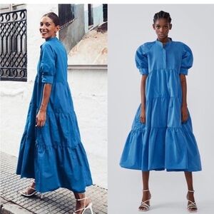 New Zara Blue Tiered Dress